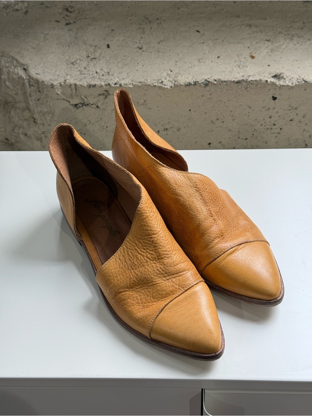 Free People leather Royale Bootie Flat - Camel / Tan